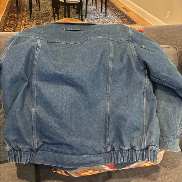 Eddie Bauer Men’s L flannel lined denim jacket sz Large Tall - Picture 4 of 4